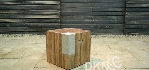 stone recycled teak stool