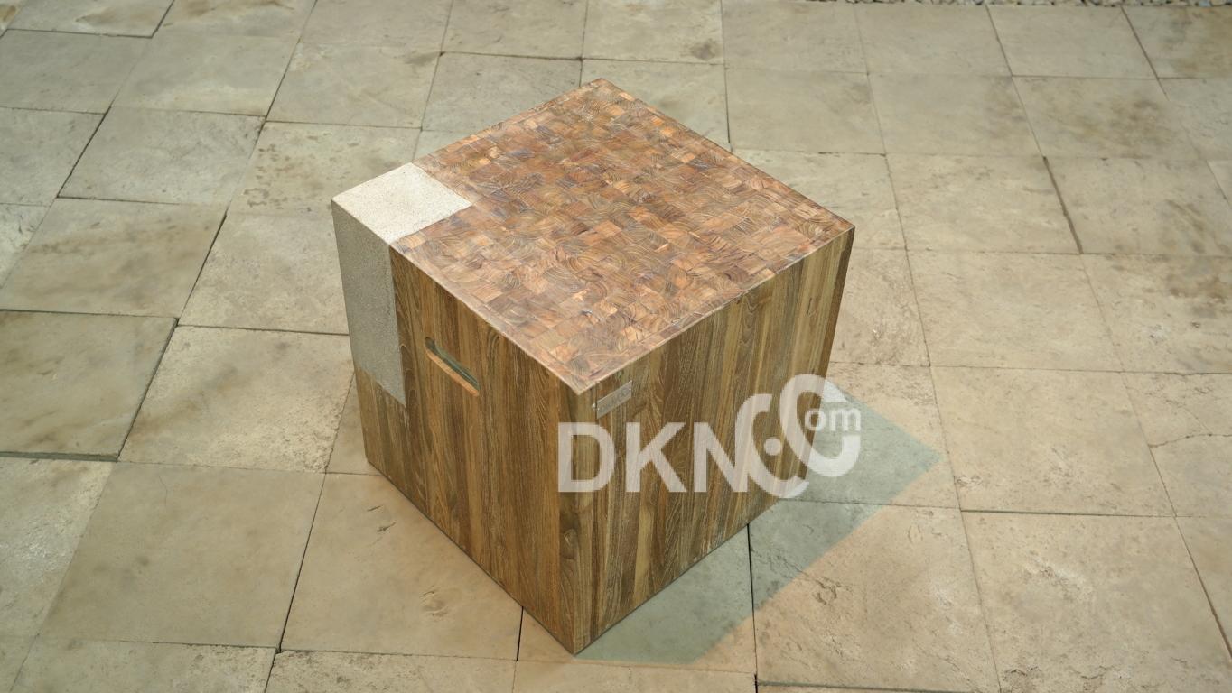 stone recycled teak stool