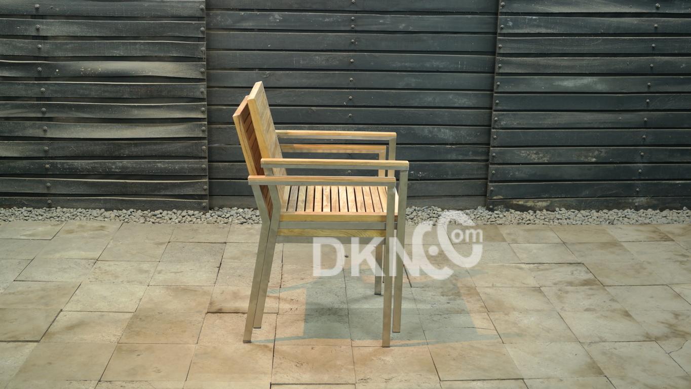stainless stacking arm chair teak