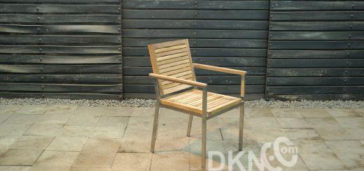 stainless stacking arm chair teak